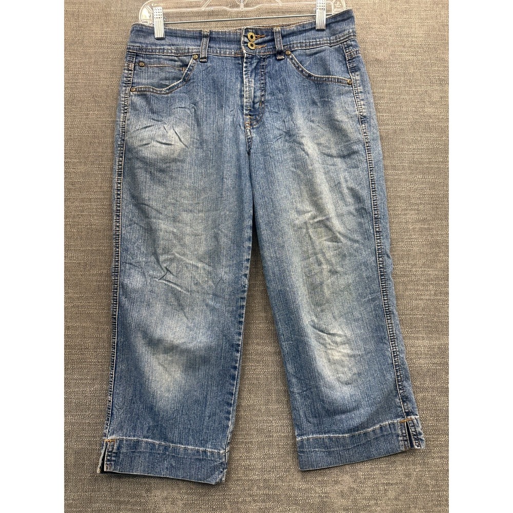 Bandolino Blu Capri Jeans Womens‎ 6 Blue Denim High Rise Medium Wash Split Hem